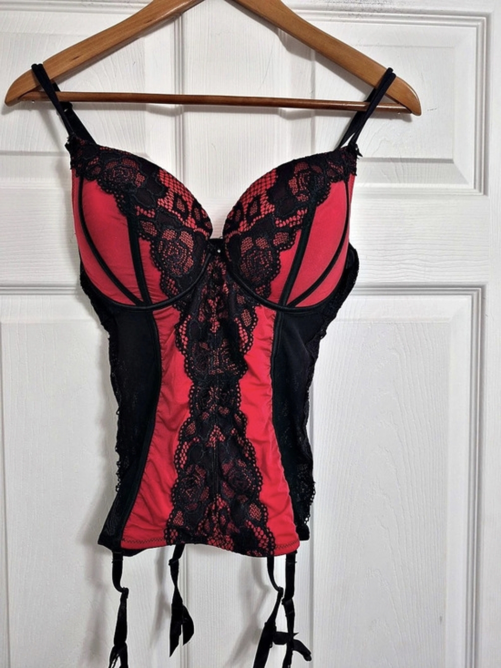 La Senza Red & Black Lace Bustier 36D